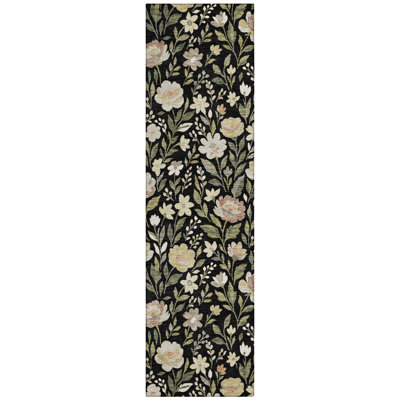 Machine Washable Indoor/Outdoor Chantille ACN2438 Floral Rug