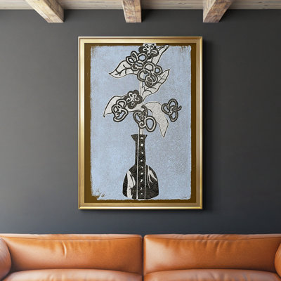 Fleurs graphiques dans un vase III, reproduction encadrée de qualité supérieure - prête à être accrochée