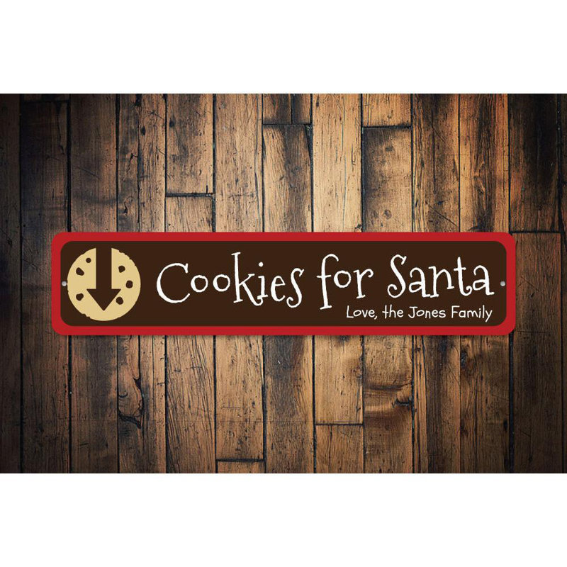 Plaque en métal Cookies For Santa, H 6 po x l 24 po x P 0,06 po
