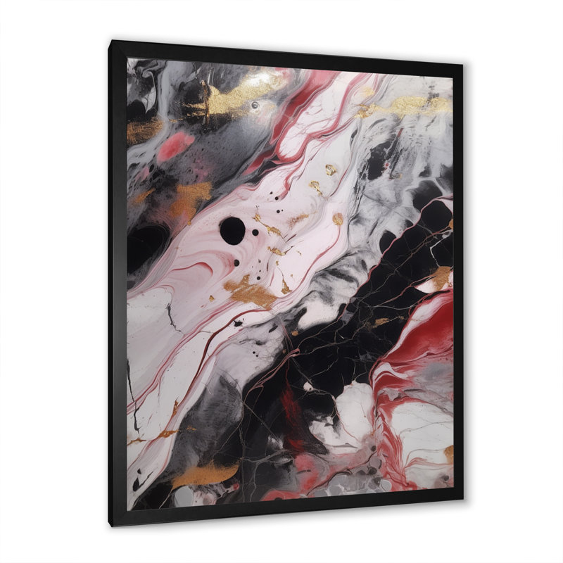 Red and Black Marble Whispers I - impression, Cadre photo noir, H 20 po x l 12 po x P 1 po
