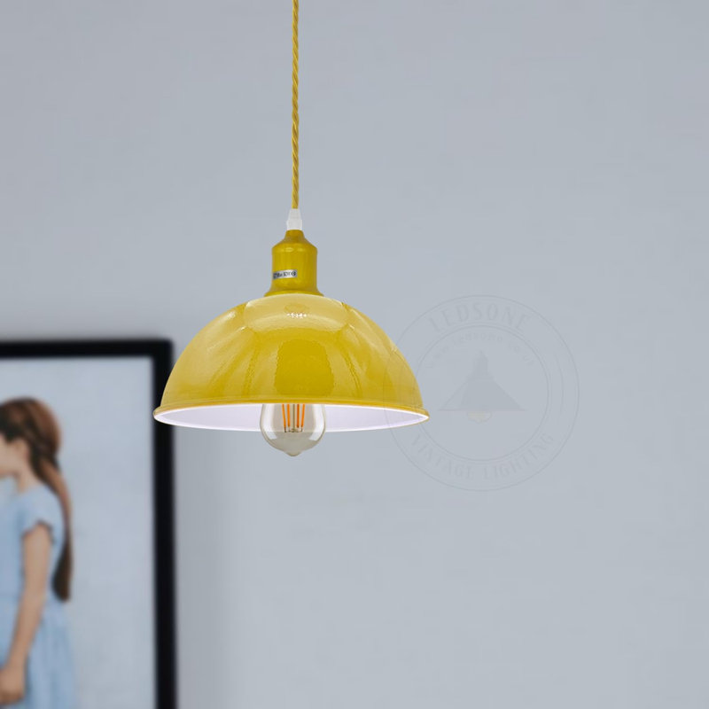 17cm H Metal Bowl Lamp Shade ( Uno ), Yellow