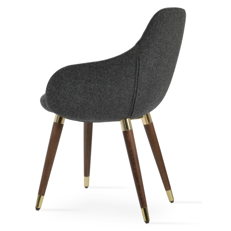Gazel Wood Armchair in Wool, Dark Gray