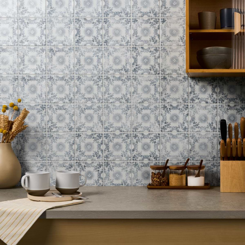 Paula Purroy Talia 5x5 Matte Ceramic Tile, Cala Blue