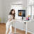 Tempered Glass Top Height Adjustable Standing Desk, Computer Desk with Drawer and USB Charge-1008077183-1006698346