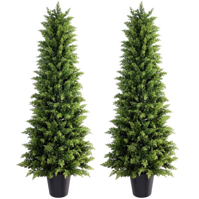 Artificial Cypress Topiary Trees-UV Resistant Faux Cypress Plants For Indoor Or Outdoor(Set Of 2)