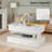 Lift Top Coffee Table with LED Light Strip, Extendable MDF Center Table with 4 Drawers & Hidden Compartment, Marble Texture-1332583983