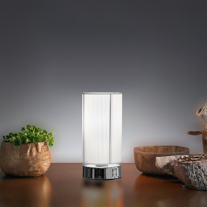  Daylinn 19.5cm Compact Chrome Silk String Bedside Table Lamp