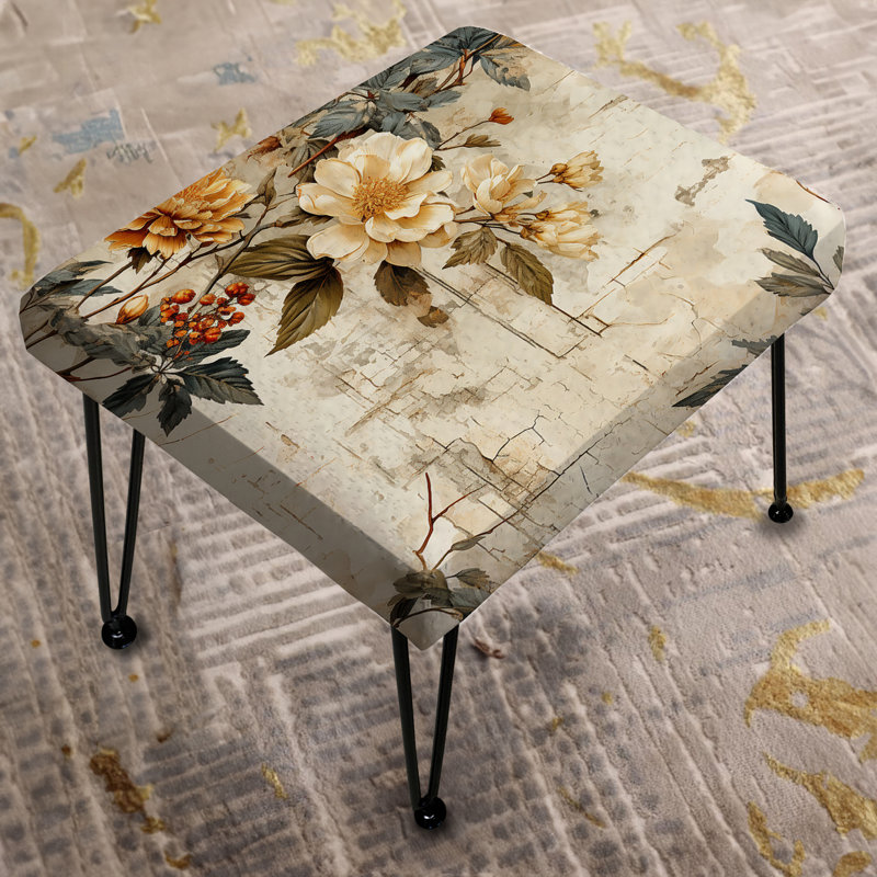 Charme de maison de campagne rétro beige floral - repose-pieds rectangulaire floral