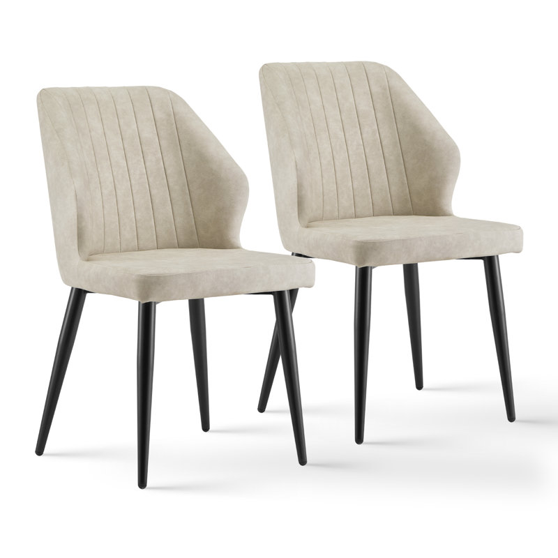 Carol 47cm H Upholstered Metal Side Chair, Beige