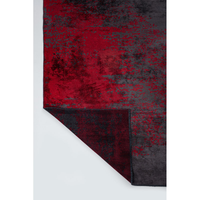 Rapture Red/Gray Luxury Area Rug, Rectangle 7'10" x 11'2"