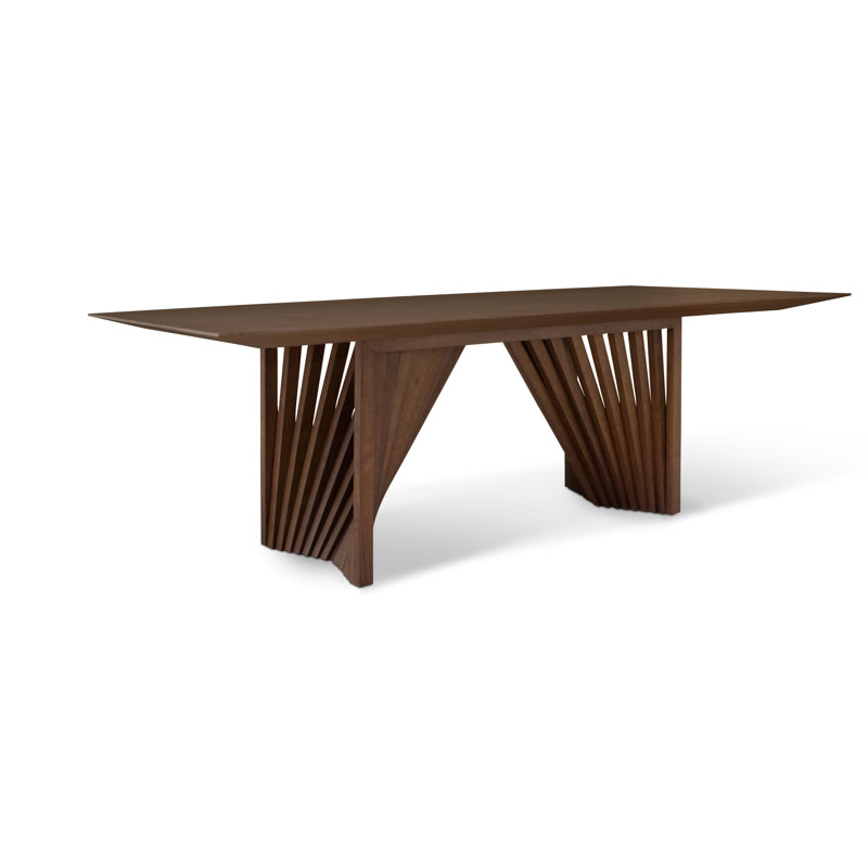 Modern Brazilian Laguna Glass Top Dining Table, Nogal