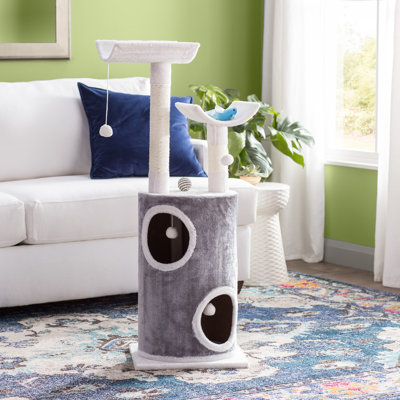  Arbre à chat de 45 po avec maisonnette PETMAKER, gris
