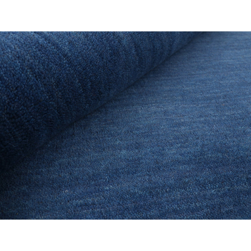 Handwoven Wool Gabbeh Uni Blue Rug, Square 120cm