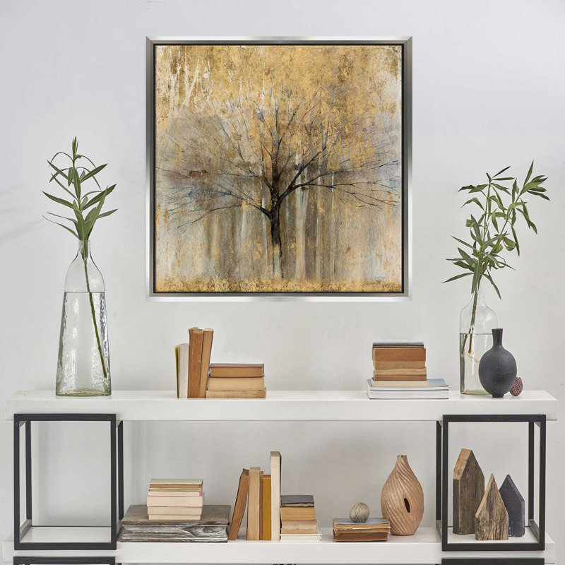 "Open Arms Gold Crop" par Avery Tillmon, reproduction sur toile dans un cadre flottant argenté, H 21,5 po x l 21,5 po
