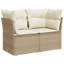  Canapé de jardin en rotin PE beige, modulaire 2 places en acier thermolaqué