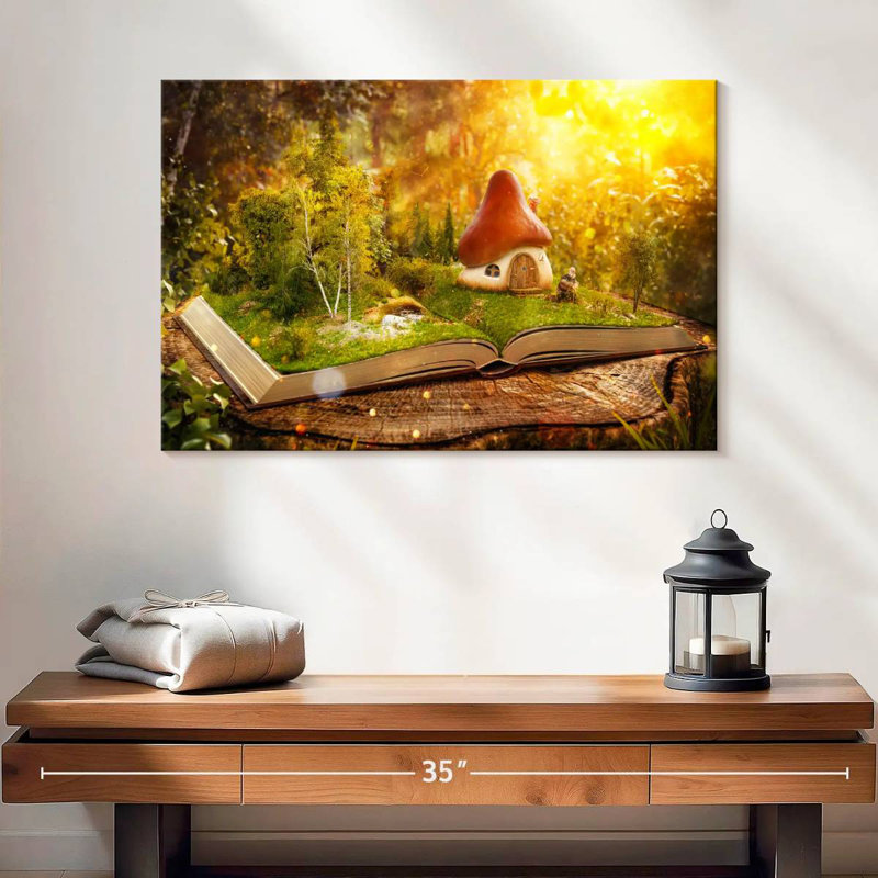 Kelan Fantasy Home Champignon sur livre, H 16 po x l 24 po