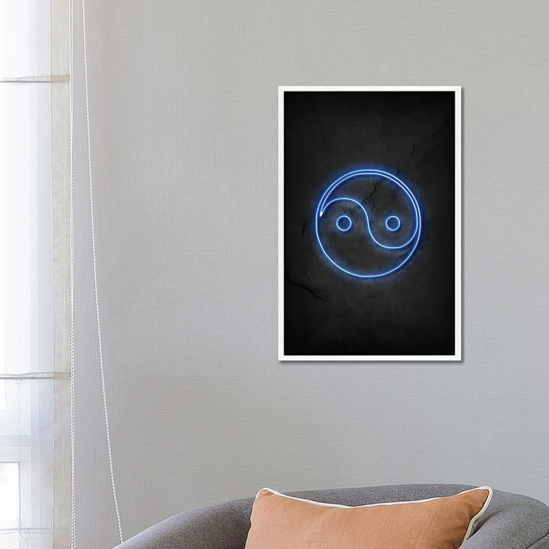Yin Yang Neon by Durro Art - Wrapped Canvas Print, White Framed, 101.6 cm H x 66.04 cm W