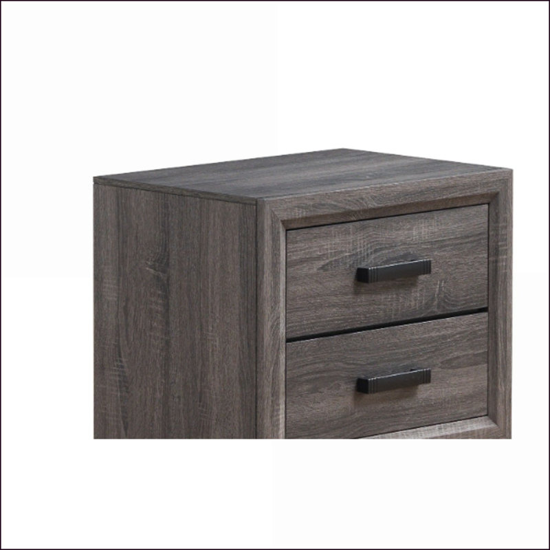Mirage Grey Modern Nightstand with 2 Drawers, Gray