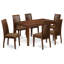 Ensemble de table de salle à manger 7 pièces composé d'une table de cuisine rectangulaire et de 6 chaises de salle à manger en tissu de lin, 36 x 60 pouces, acajou-1432110081-1355915350-1355915347