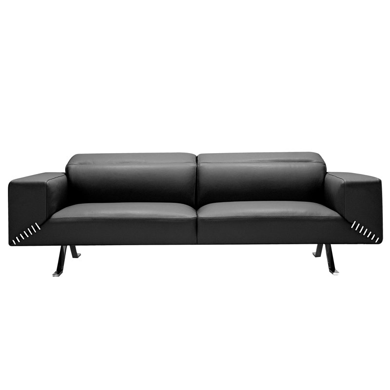 Causeuse en cuir Cantin, Argent argent