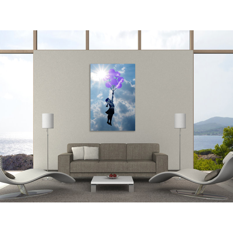 «Flying Balloon Girl In The Clouds», toile tendue par Banksy, H 15 po x l 10 po x P 1,5 po