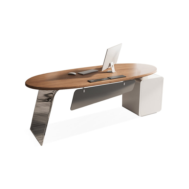 Bureaux ovales bruns en bois massif, H 1,97 po x l 70,87 po x P 31,5 po