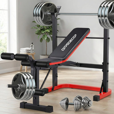Himimi Adjustable Weight Bench Set with Squat Rack, 660 lb Capacity, Foldable Design, Leg Extension and Curl for Home Gym