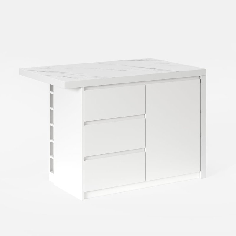 50" Modern Kitchen Islands With Storage, White