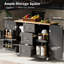 Îlot de cuisine roulant avec rangement, chariot de cuisine avec plateau en bois d'hévéa, 3 tiroirs, 2 tablettes coulissantes et support de rangement interne, îlot de cuisine sur roulettes avec support à épices et support à tour-2043082030