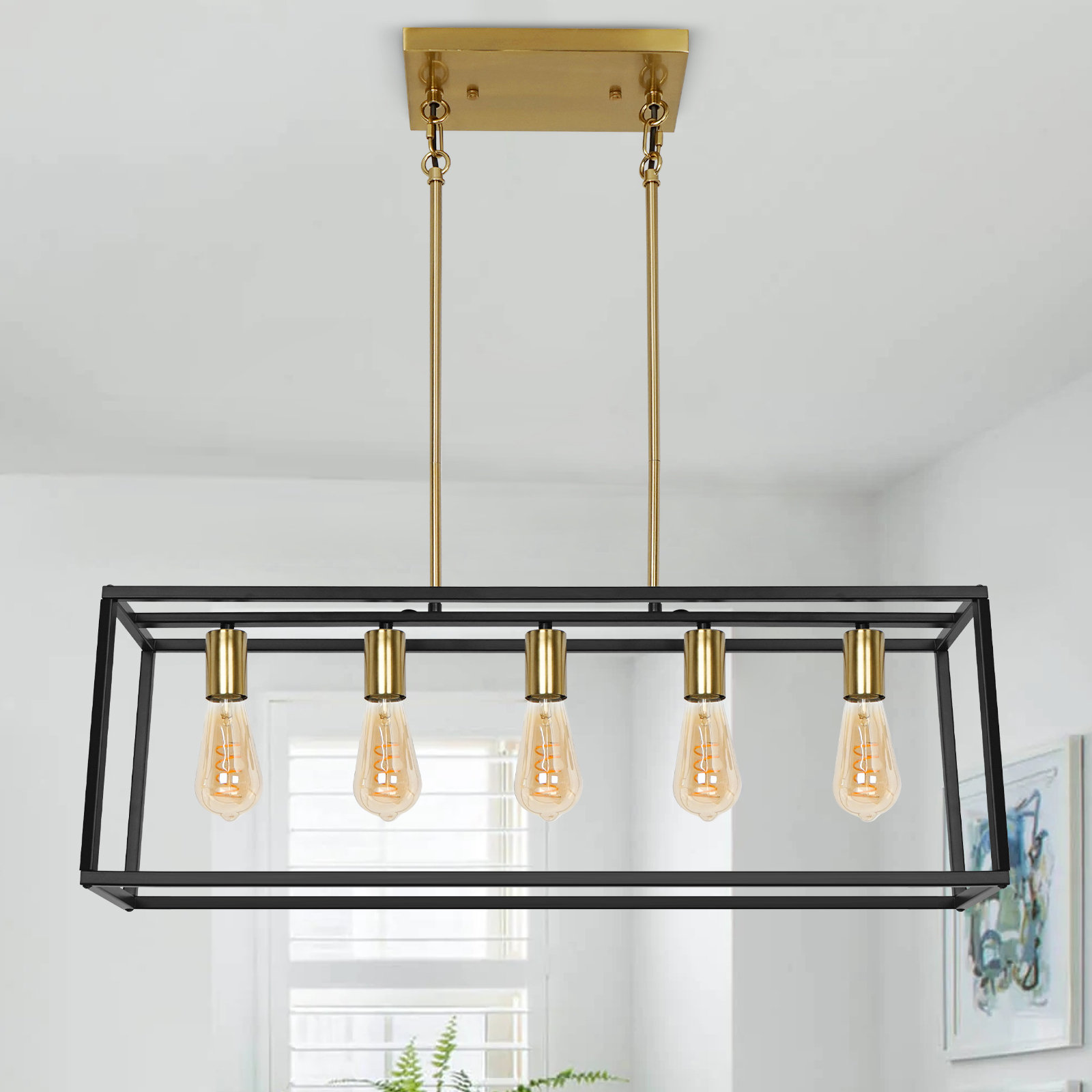 Everly Quinn Krisily 5 - Light Dimmable Kitchen Island Square ...