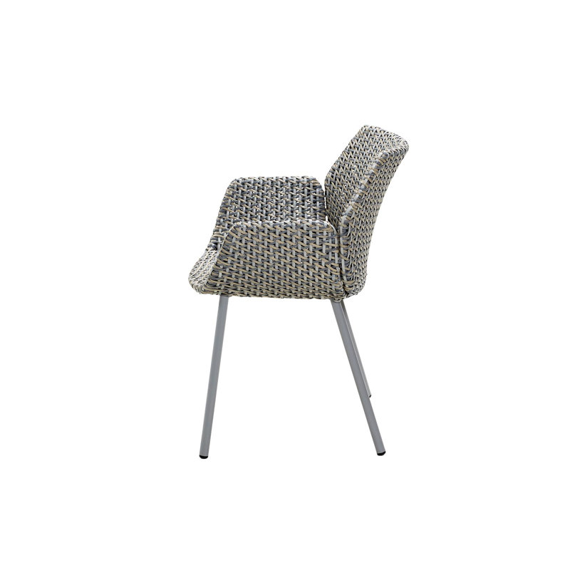 Vibe Wicker Patio Dining Armchair with Cushion, Taupe, Light Gray