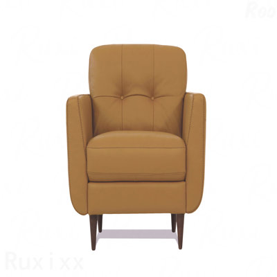 Fauteuil d'appoint en cuir camel parfait pour les salons modernes