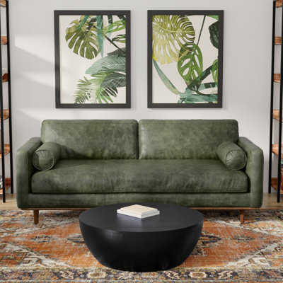 Morrison Genuine Leather Sofa, Mid-Century Modern Couch for Living Room, Handcrafted with Removable Cushions