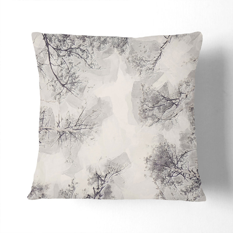 Tree Tops in Winter Cushion with Filling, White, 55cm H x 55cm W x 20cm D