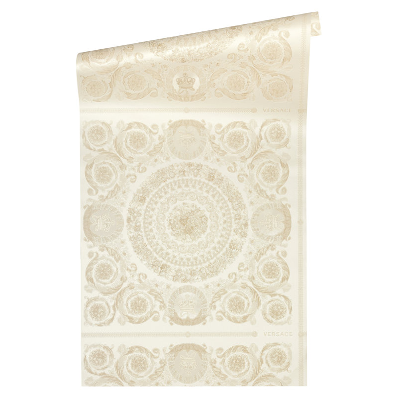 10.05m x 70cm Wallpaper Roll, Metallic/Beige/Cream