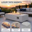 Table de foyer rectangulaire au propane de 132 cm (52 ​​po), foyer extérieur au gaz de 65 000 BTU avec revêtement en béton GFRC, pare-vent en verre, pierres de lave et housse pour patio, terrasse ou cour arrière – Blanc antique