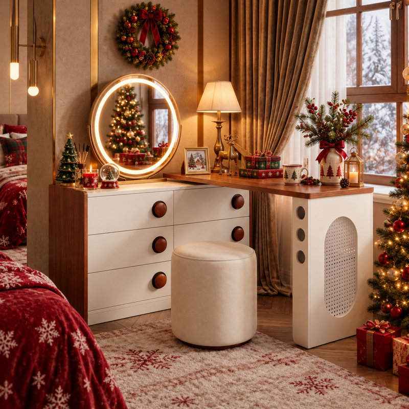 Ensemble de meuble-lavabo moderne à 6 tiroirs, ensemble de meuble-lavabo de luxe avec 3 compartiments de rangement latéraux, ensemble de meuble-lavabo minimaliste (tabouret et miroir non inclus)