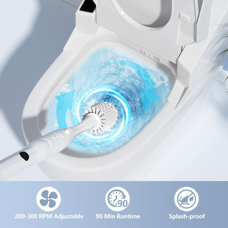 Electric Toilet Brush And Holder Set,?Replaceable Head, Disposable Brush, Recoverable Bristle,White