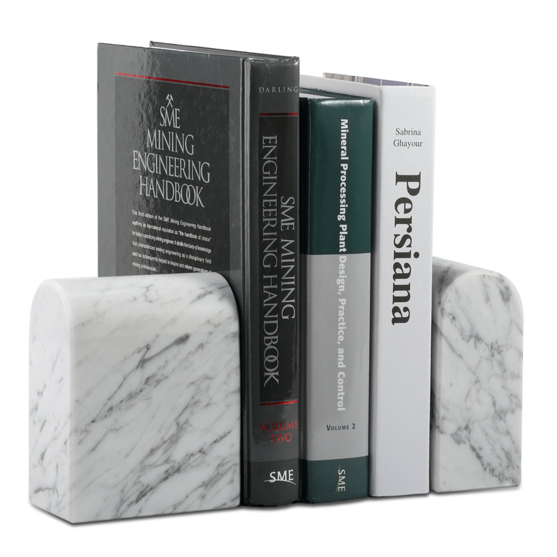 Serre-livres en marbre (ensemble de 2), Blanc/Noir, H 4,64 po x l 2,54 po x P 5,66 po