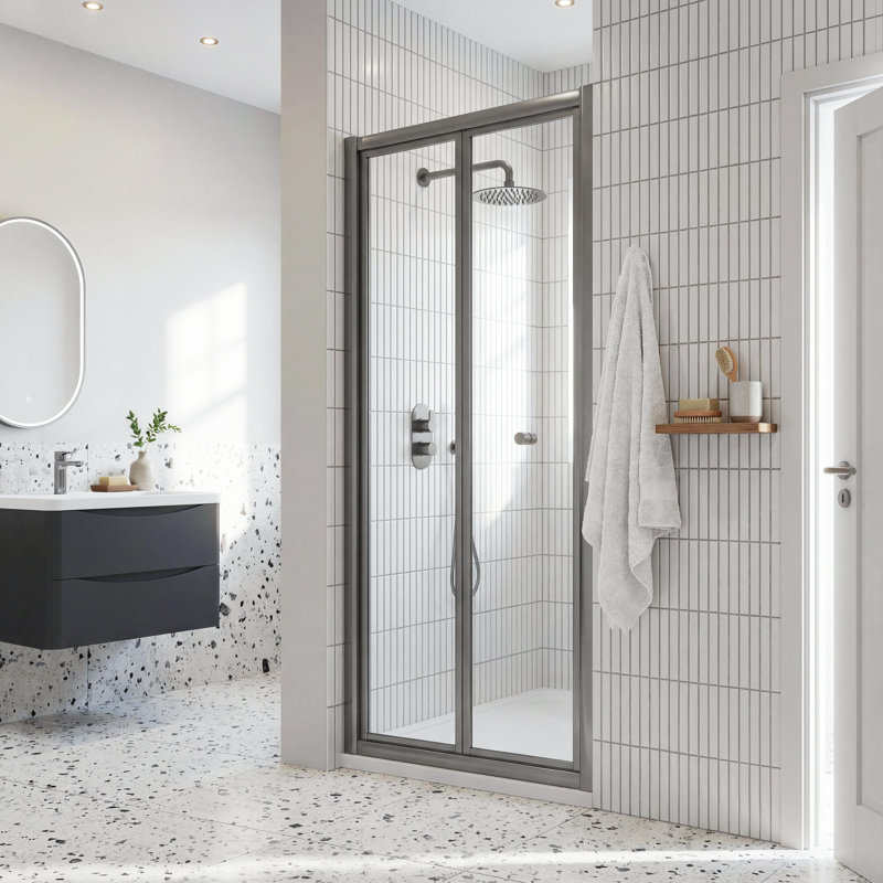 Rene 890 mm W Folding / Bi-Fold Framed Shower Door with Clear Glass