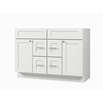 Disar 48 Inch Double Bathroom Vanity Base Only Cabinet Without Top Shaker Style Solid Wood Plywood