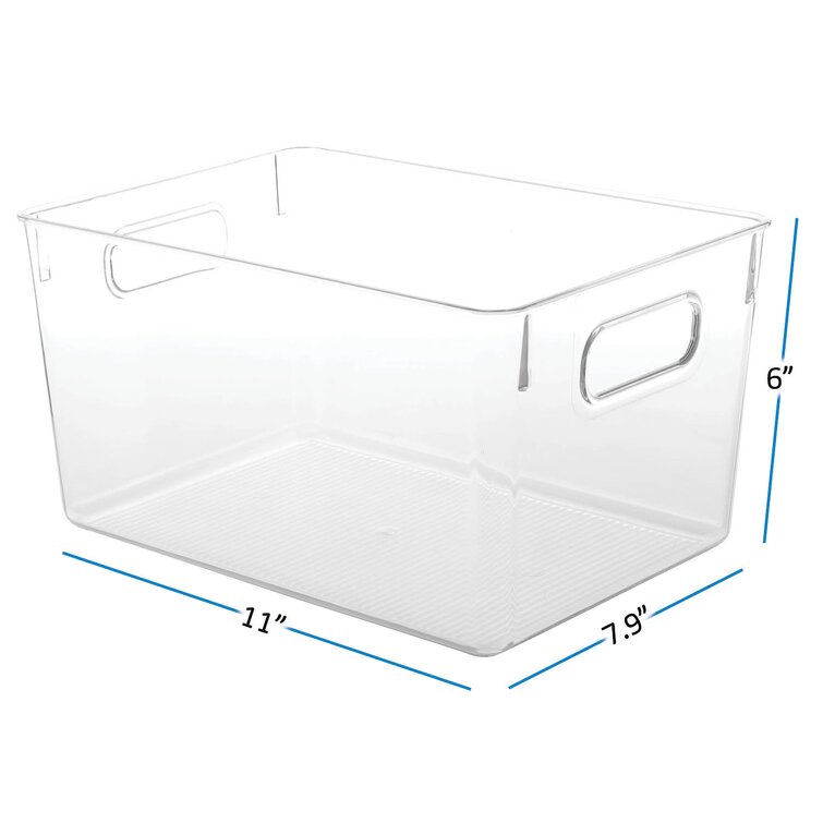 Storagebud Stackable Bathroom Bins - Vanity Storage Plastic Containers - 2 Pack Clear 13.5 x 5.5 x 3.75