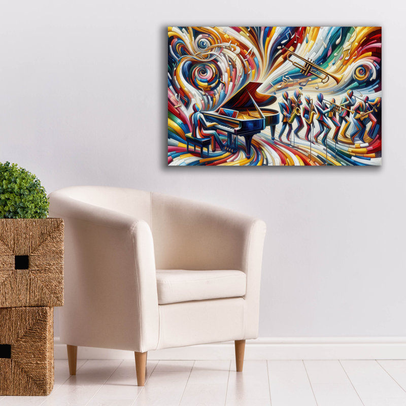 «Jazzplotion» par Rich Monet, art mural sur toile, H 26 po x l 40 po x P 1,5 po