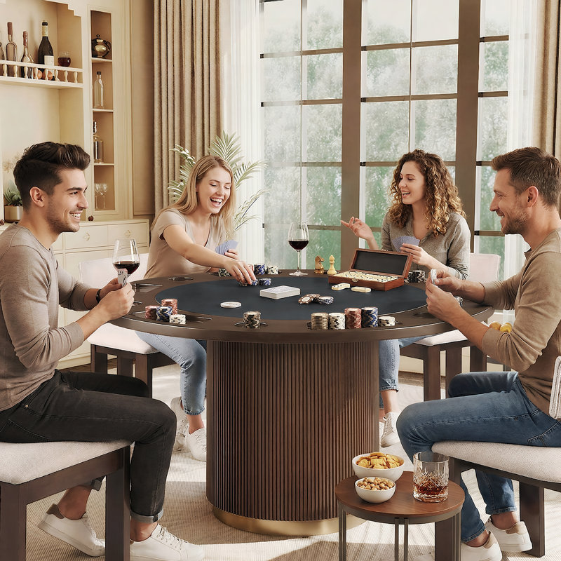 Ensemble de table de salle à manger et de poker 52 po 2 en 1 avec 4 chaises rembourrées, table de jeu convertible et mobilier de salle à manger de cuisine moderne