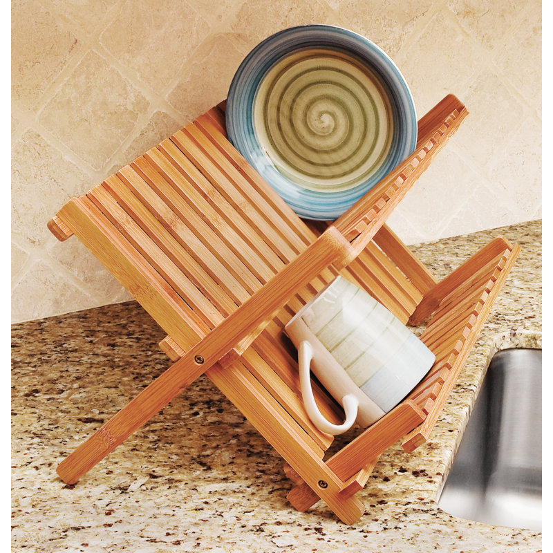 Adjustable Bamboo Two Tier Dish Rack