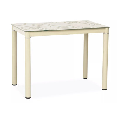 Damar Glass Top Metal Base Dining Table