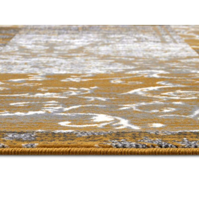 Mustard/Light Grey Area Rug, Rectangular 160 x 230cm