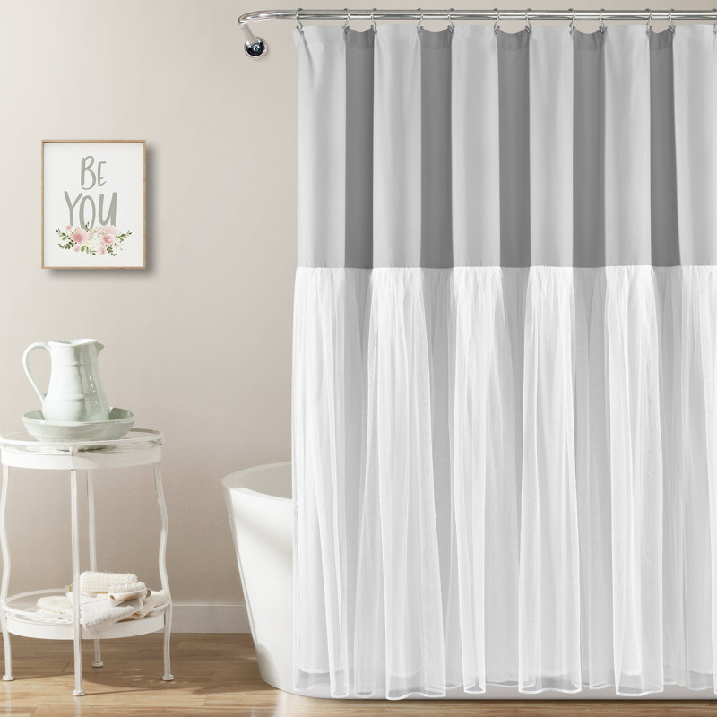 Rideau de douche simple , Gris/blanc