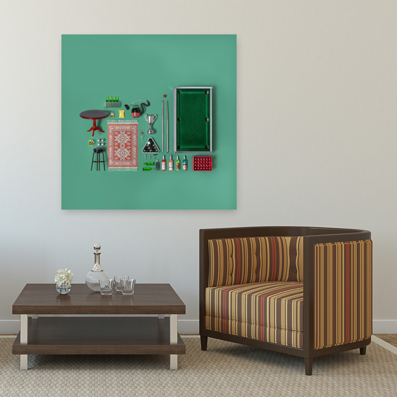«Miniature Pool Hall», reproduction d'art mural, 48" H x 48" W