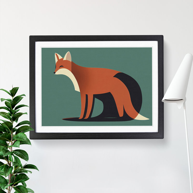 A First Rate Abstract Fox - Single Picture Frame Print, Black Framed, 46cm H x 64cm W x 2cm D